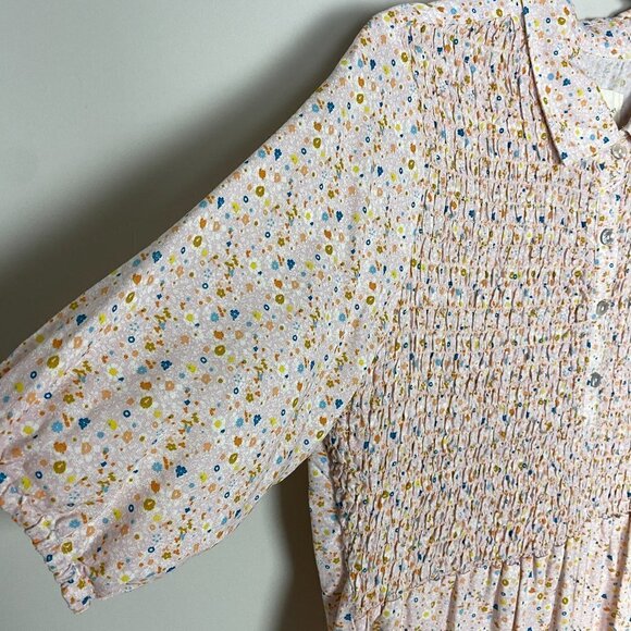 Evys tree Lisette Blouse Shirt Ditsy Floral Womens Medium Button Short Sleeves - Picture 2 of 7